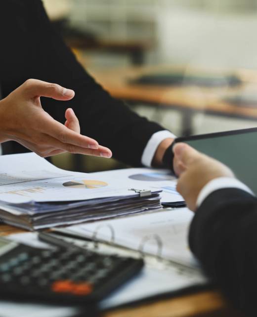 Professional male manager talking about company strategy and business plan during meeting.